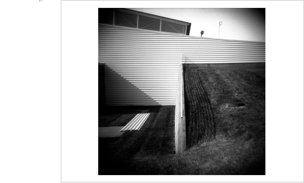 Lines, form, shadow, optical illusion on the campus at University of Iowa.