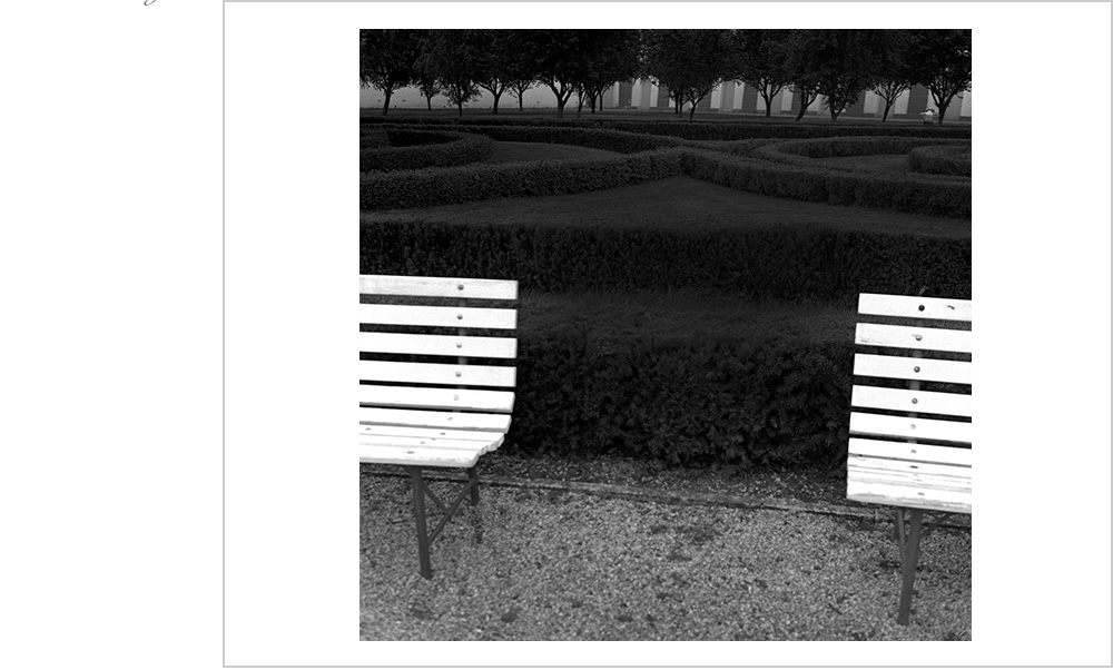 A choice as to where to sit in the manicured gardens of Troja Palace, Prague.