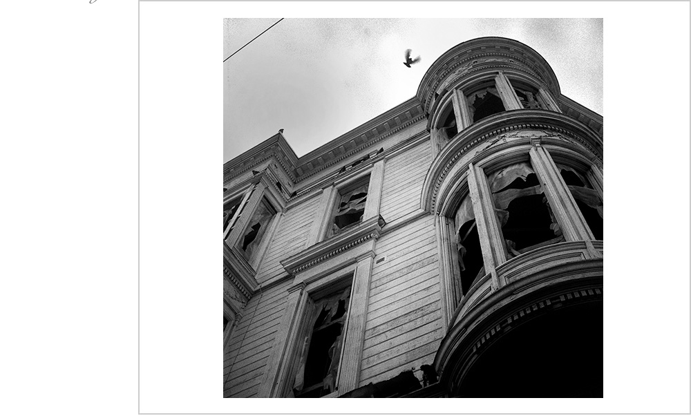 HCB and the decisive moment, here in interpretation and a pretty damn fine one at that. Bird in flight, old victorian building, San Francisco and eternal beauty courtesy of GBS. Spectacular!